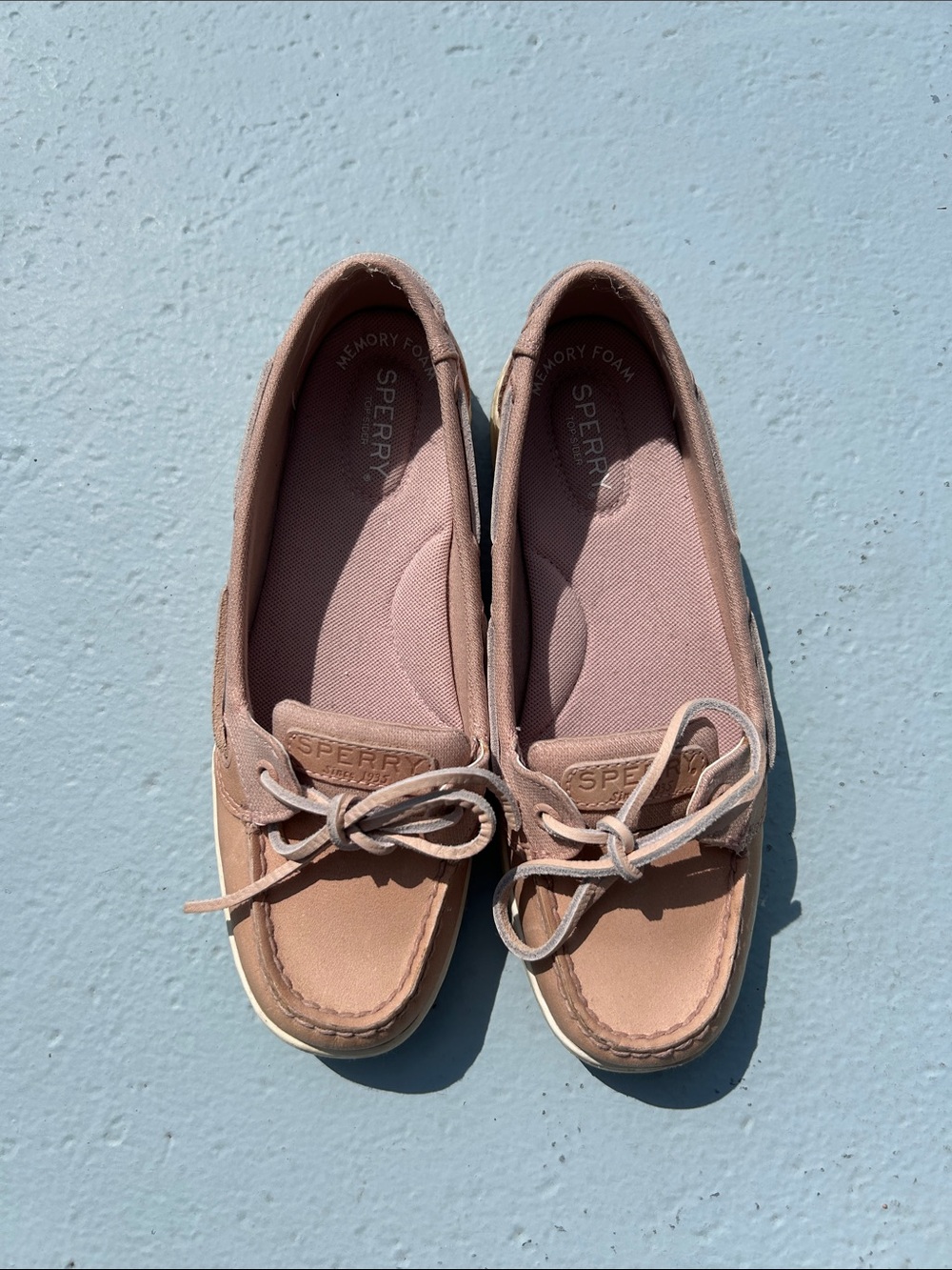 Sperry Blush Taupe Leather Lace-Up Boat Shoes